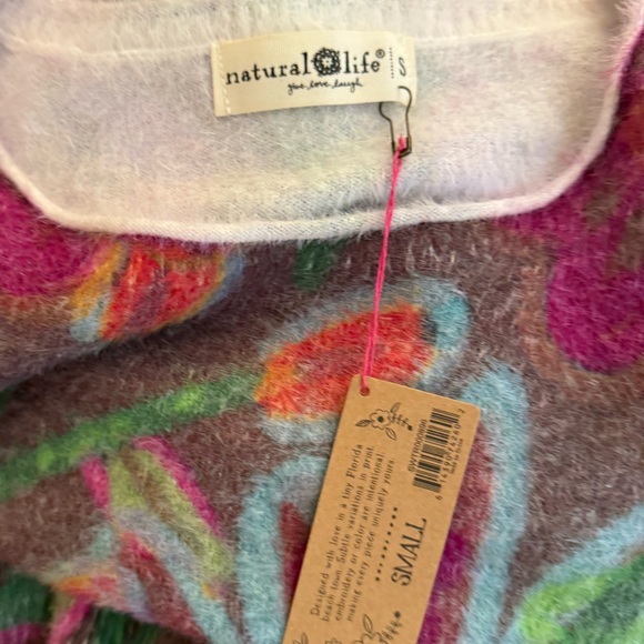 Natural Life Cashmere Like Pullover Floral Sweater - Picture 5 of 6